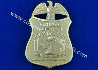 Il distintivo federale di ricerca dell'ufficio timbrato ottone, distintivi del ricordo della clip con muore colata, muore impressionante, timbrato
