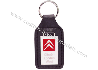 Catene chiave su ordinazione, tasca di cuoio Keychain dell'automobile con l'emblema sintetico dello smalto, in lega di zinco con nichelatura