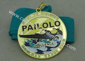 Le medaglie sintetiche del nastro con oro in lega di zinco medaglia di nuoto della pressofusione