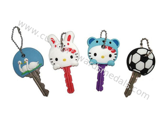 Copertura di chiave del fumetto di Hello Kitty, PVC molle personale Keychain con la catena della palla