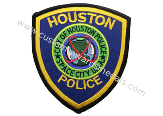 La polizia di Huston tessuta/ricamo rattoppa, toppe su ordinazione del ricamo con la colla del ferro dal lato posteriore