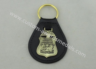 La stampa con matrice di acciaio ha personalizzato Keychains di cuoio con l'emblema dell'ottone dell'oggetto d'antiquariato 3D