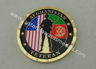 Monete personali veterano di Afghanistan timbrate ottone con l'imballaggio e la doratura della scatola