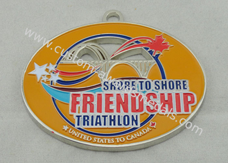 Nichelatura sintetica della medaglia di amicizia a 2.5 pollici per il triathlon di U.S.A.