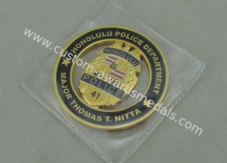 Lo smalto molle ha personalizzato il dipartimento di polizia di Honolulu delle monete, moneta in lega di zinco di doratura 3D a 2.5 pollici