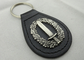 La pressofusione Keychains di cuoio personale con 3D l'emblema in lega di zinco, placcatura d'argento antica