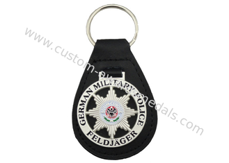 catena chiave del cuoio tedesco della polizia militare 3D, Keychains di cuoio personale in lega di zinco con l'emblema molle dello smalto