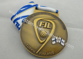 Il rame di FIL U-19/medaglie del peltro/in lega di zinco mondo di campionato del nastro con la pressofusione