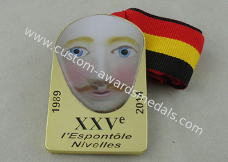 XXV medaglia del nastro dello smalto di doratura di I Espontole Nivelles a 2.5 pollici