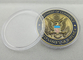 il ferro/ottone/rame su ordinazione di commercio 3D assegna la moneta con la chiara scatola di plastica